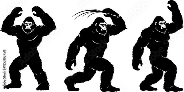 Obraz Bigfoot Evolution Silhouette Walking Progression Vector Art