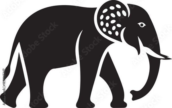 Obraz Stylized Elephant silhouette with patterned ear
