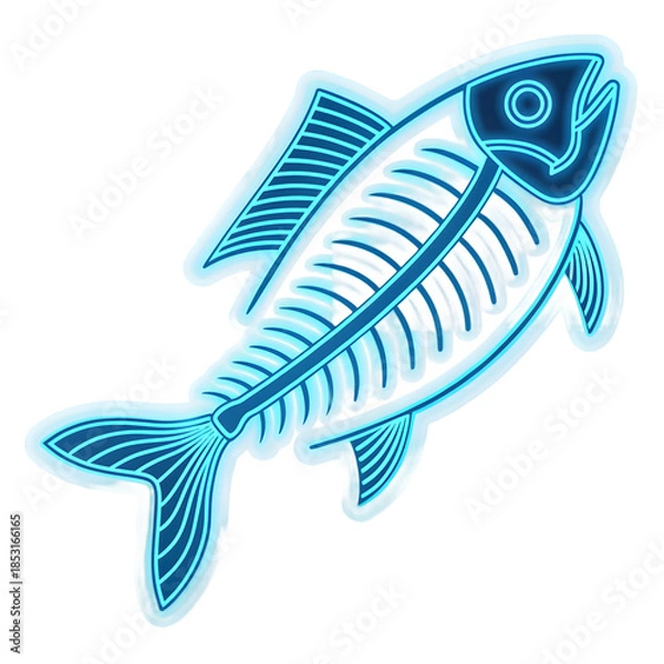 Fototapeta Illuminated fish skeleton