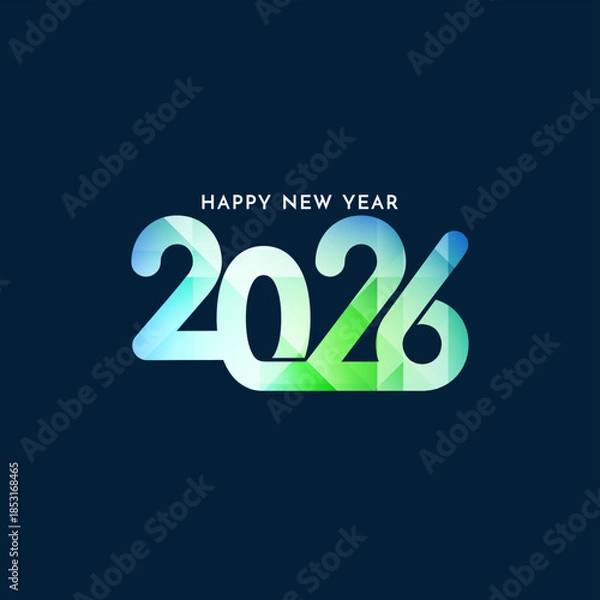Obraz Happy new year 2026 colorful text blue background design