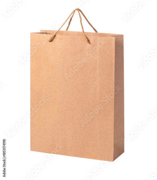 Fototapeta Blank brown kraft paper shopping bag transparent background