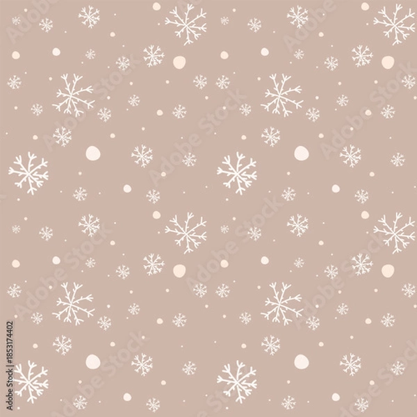 Obraz Winter background with white snowflakes. Seamless pattern.