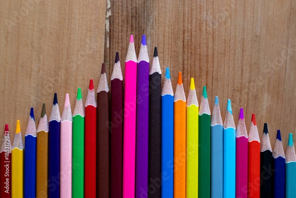 Obraz Color pencil pyramid graph representing growth and achievement.