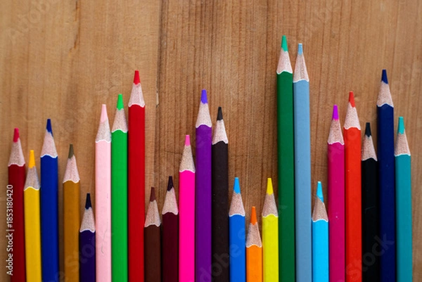 Obraz Colorful pencil bar graph concept for education and data visualization.