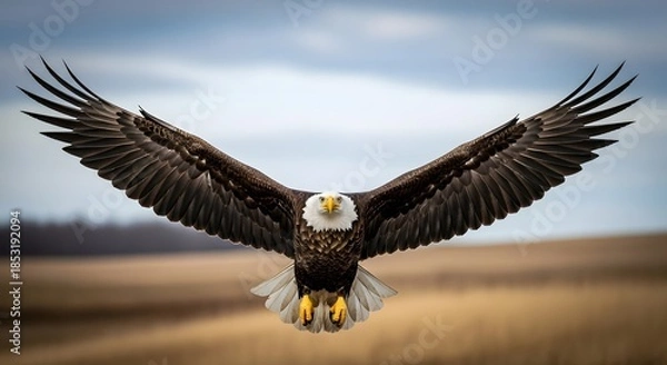 Obraz Bald eagle in flight with outstretched wings