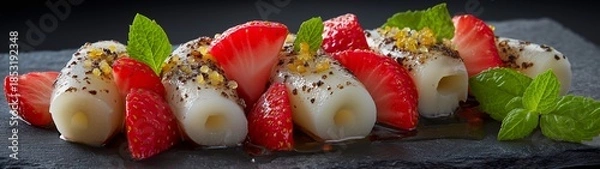 Obraz Elegant Dessert Presentation with Strawberries