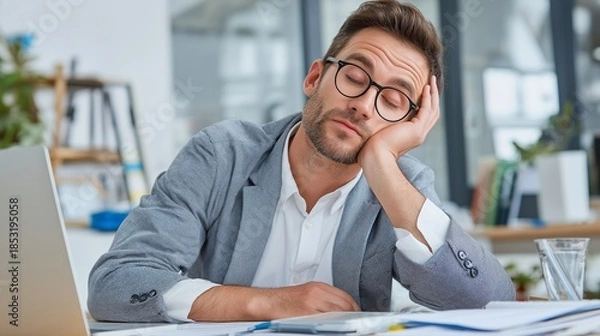 Obraz Exhausted Office Worker Midday Slump
