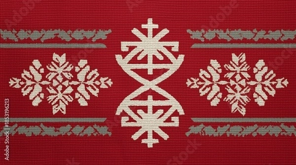 Obraz Red Tapestry with Geometric Patterns