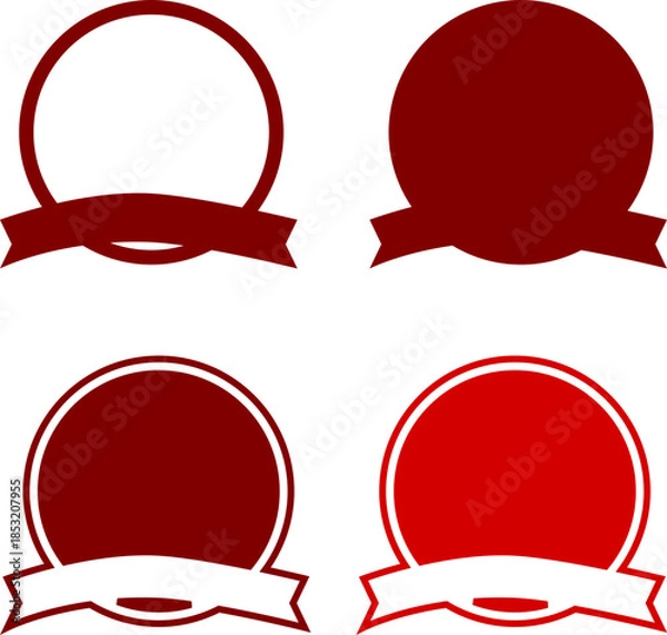 Obraz Maroon Circular Badge With Banner Sets