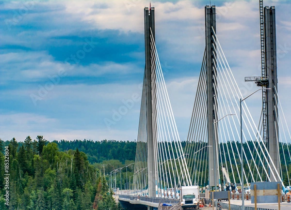 Fototapeta Building of the Nipigon bridge in northern ontario in the summer