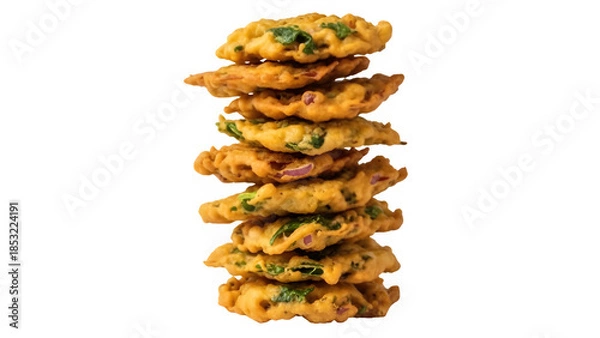 Fototapeta Pakora stack isolated on PNG background.