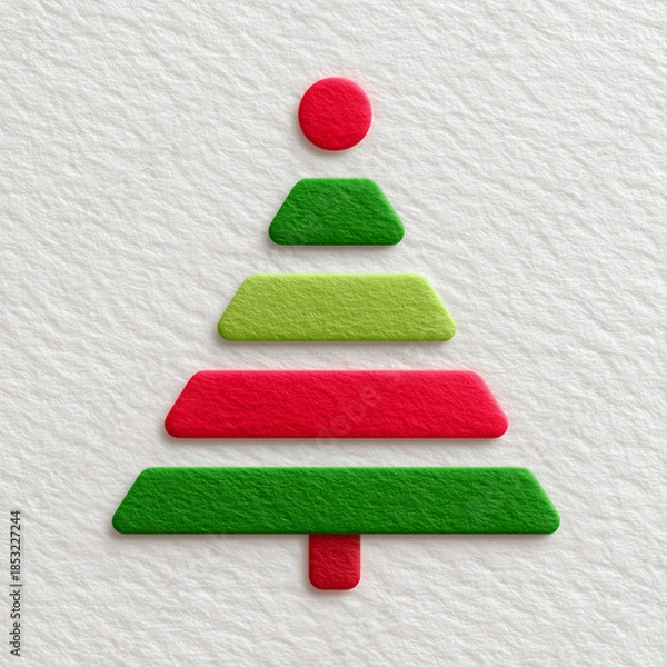 Fototapeta Christmas illustration tree composition with layered geometric elements for creative holiday template design