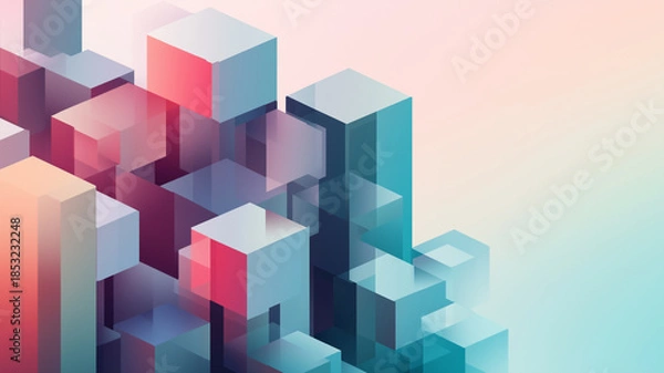 Fototapeta Isometric cube presentation layout. Corporate lecture backdrop.