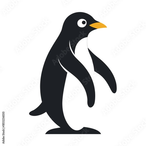 Obraz Penguin Animal Bird Flat Vector Illustration on White Background