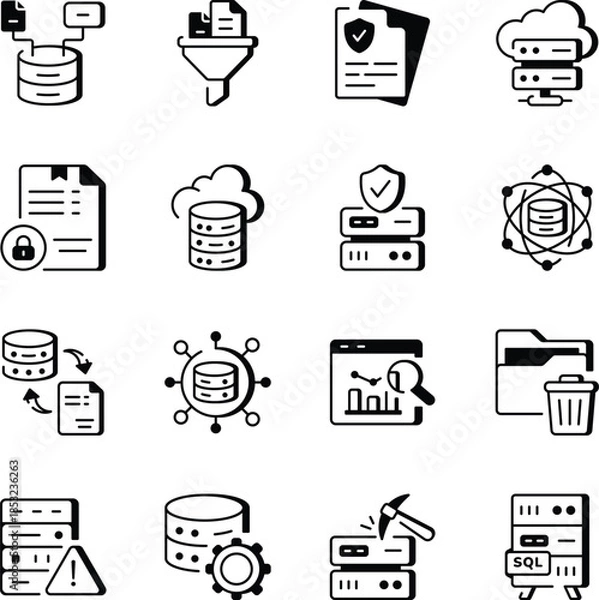 Obraz Pack of Cloud Data Line Style Icons 

