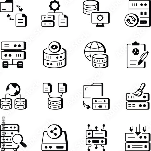 Obraz Pack of Data and Computing Line Style Icons 