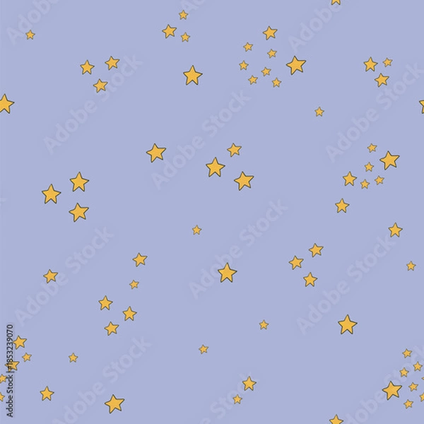 Obraz Night sky stars blue background vector seamless pattern.