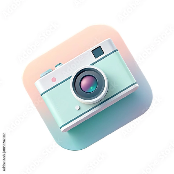 Obraz Digital camera icon with pastel background