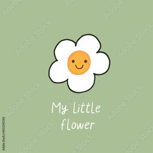 Obraz Simple cute baby print vector hand drawn illustration with flower.