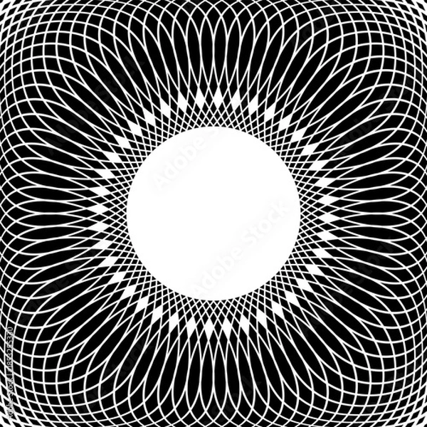 Fototapeta Abstract Radial Geometric Pattern with Circle Copy Space in Center. 3D Effect. 