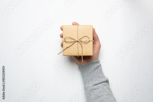 Obraz Minimalist gift box on white background