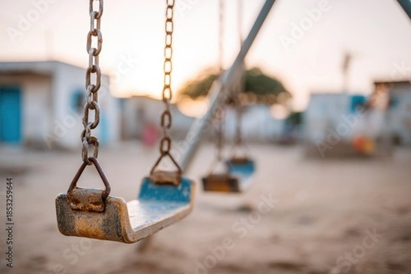Obraz Rusty swings in a sunset playground