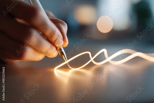 Obraz Glowing line created by a pen on a surface