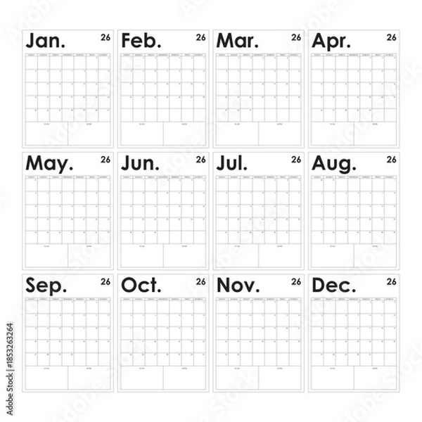 Fototapeta CALENDAR 2026