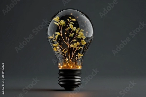 Obraz Green Plant Growing Inside Light Bulb