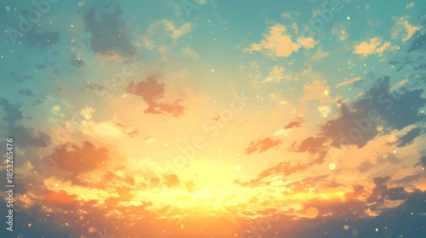 Fototapeta abstract orange background with clouds