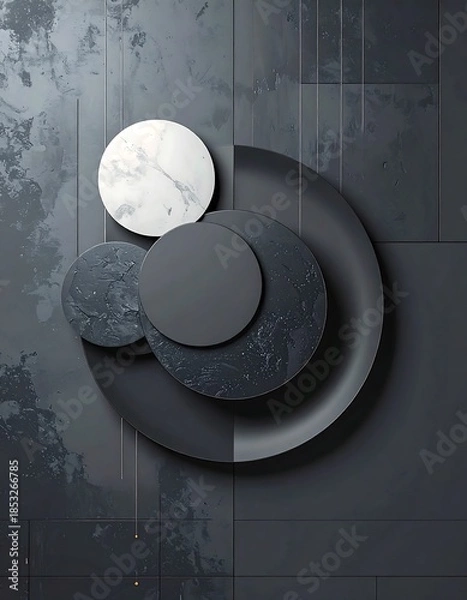 Obraz Abstract circles on dark tiles
