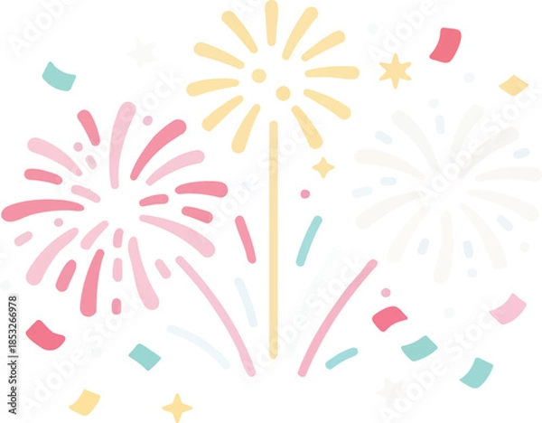 Obraz 컬러플 이벤트 축하 폭죽 일러스트