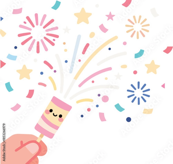 Obraz 컬러플 이벤트 축하 폭죽 일러스트