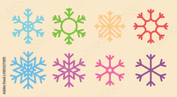 Obraz Different form snowflakes vector icons.