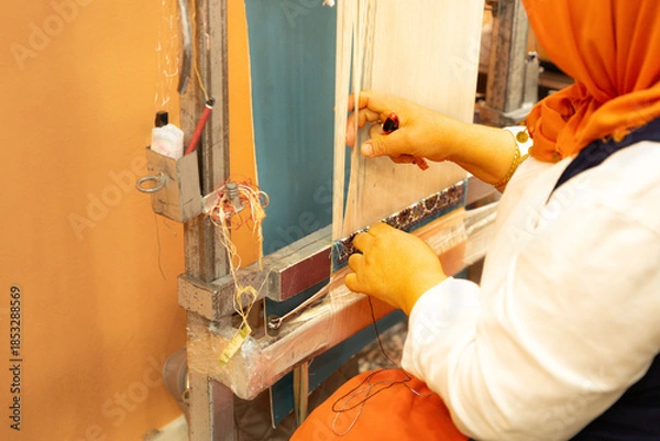 Obraz トルコ手織り絨毯と織子