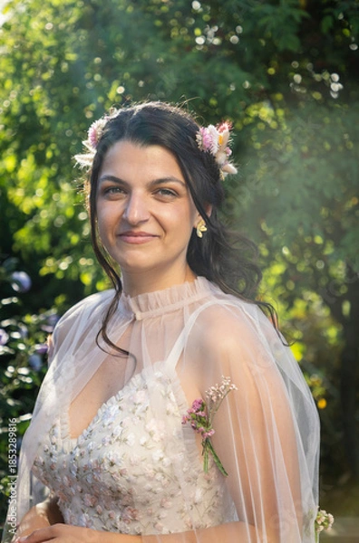 Obraz happy beautiful bride on her wedding day