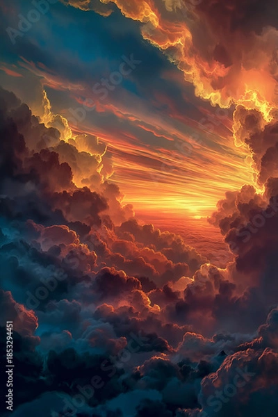 Obraz Celestial Conflagration. Generative AI
