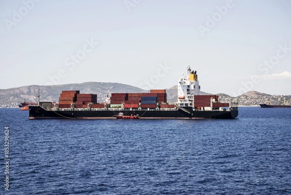 Fototapeta cargo ship in the Mediterranean Sea