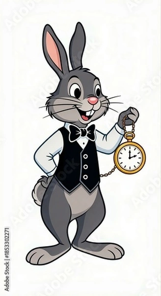Obraz rabbit with pocket watch cartoon 