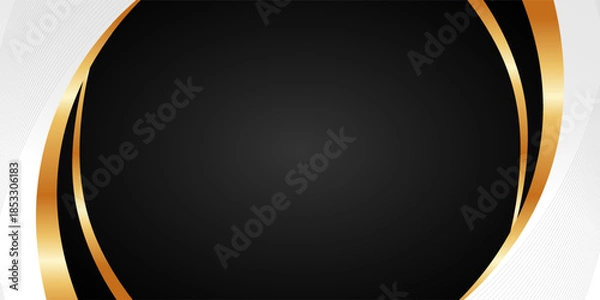 Obraz Abstract geometric shape black and gold background with smooth gradient