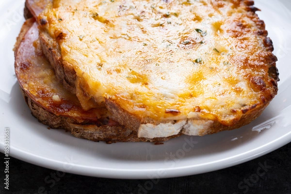 Fototapeta american ham and cheese toast