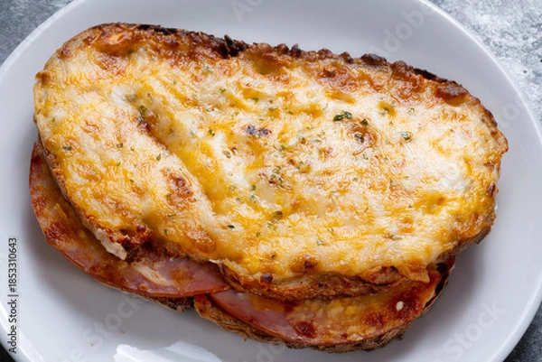 Fototapeta american ham and cheese toast
