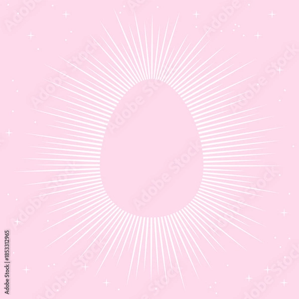 Obraz Easter greeting card with outline egg on pink background. Easter egg pink background