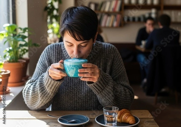 Obraz Blue spirulina latte drink