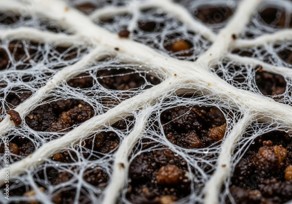 Obraz Mycelium root texture macro