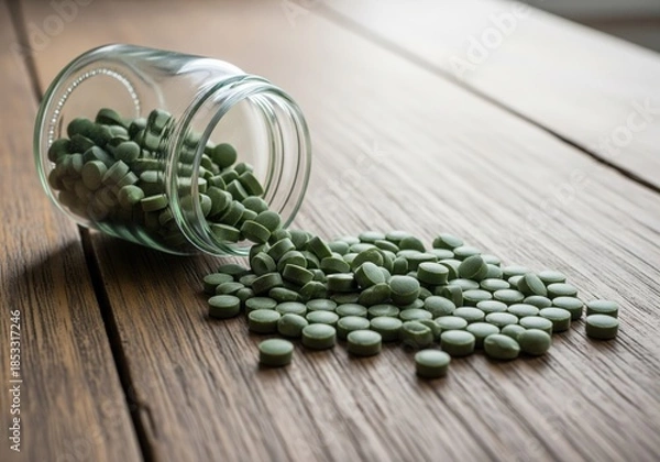 Obraz Chlorella algae supplement pills