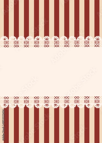Obraz Striped Pattern with Lace Border Illustration