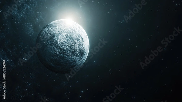 Obraz white moon on dark space sky background, landscape, science