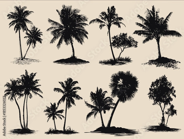 Obraz vector sihlouettes of palm trees