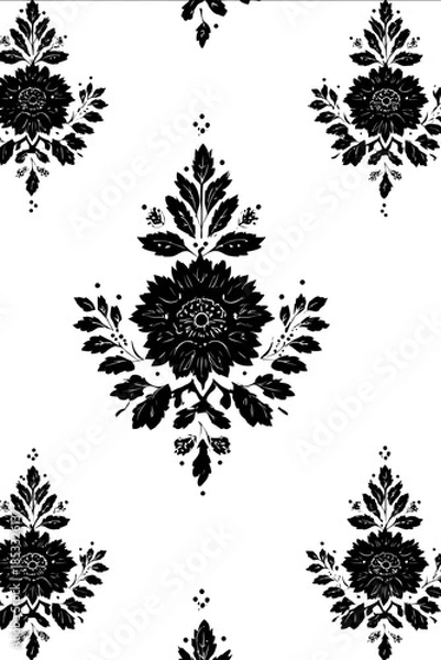 Obraz seamless repeatable patterned Indian mud printed design on white background